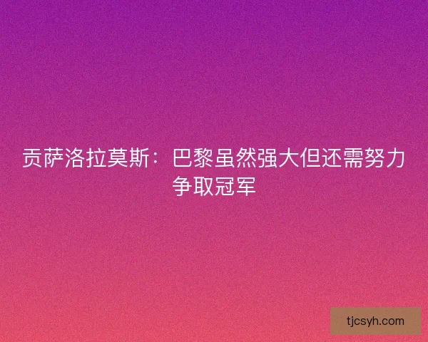 贡萨洛拉莫斯：巴黎虽然强大但还需努力争取冠军
