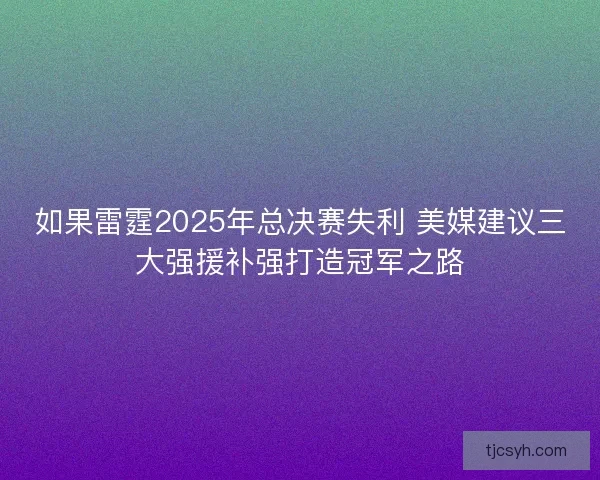 如果雷霆2025年总决赛失利 美媒建议三大强援补强打造冠军之路