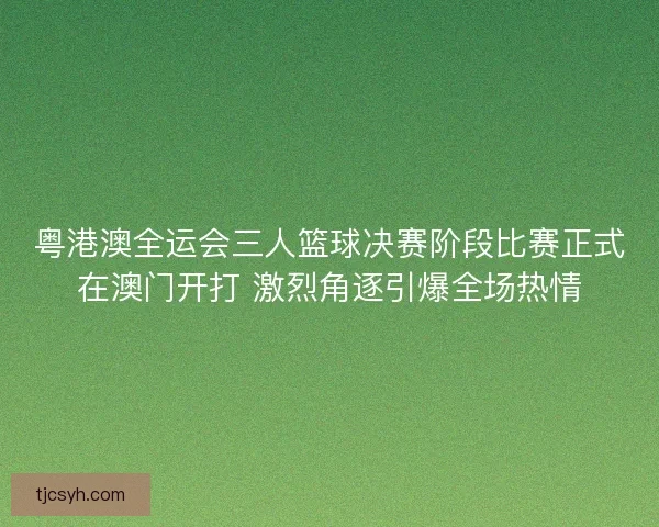 粤港澳全运会三人篮球决赛阶段比赛正式在澳门开打 激烈角逐引爆全场热情