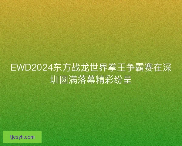 EWD2024东方战龙世界拳王争霸赛在深圳圆满落幕精彩纷呈