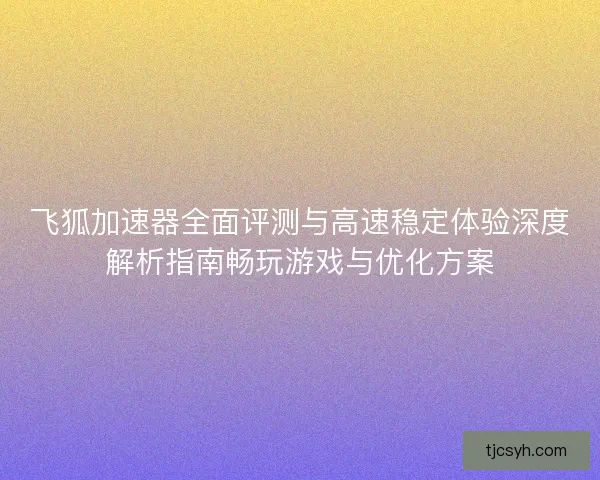 飞狐加速器全面评测与高速稳定体验深度解析指南畅玩游戏与优化方案